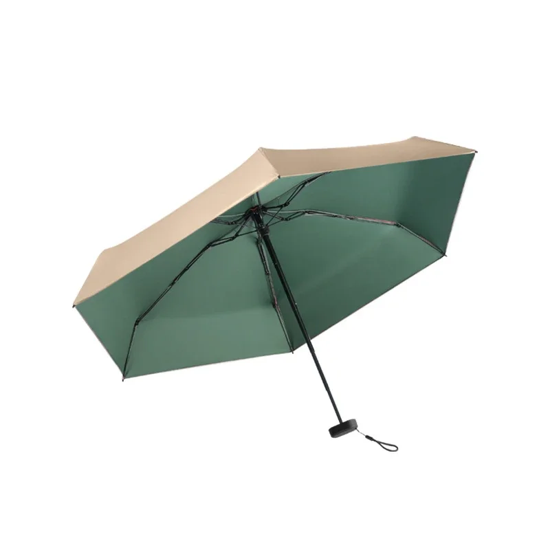 Mini Parapluie de Poche pour le Soleil et la Pluie, Parasol à Revêtement localité, 5 Pliants, Petit Parasol pour Femme