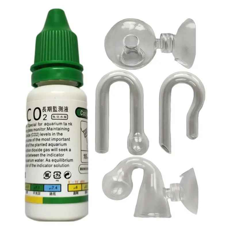 Aquarium CO2 Glass Drop Checker Fish Tank Glass Liquid Tester Monitor Plants Grass CO2 System Solution Drop Checker Kits