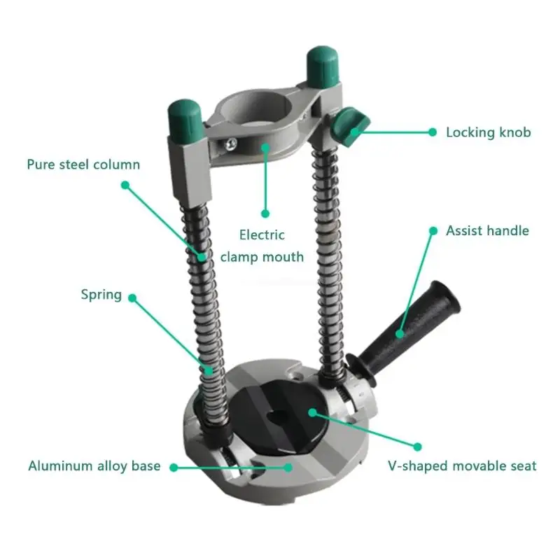 Drill Guide Adjustable Drill Bracket Removeable Handle DIY Woodworking Dropship