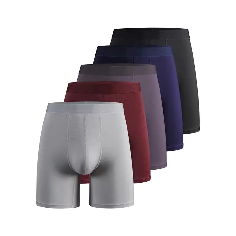 

Мужское нижнее белье из бамбукового волокна, длинные трусы-боксеры, мягкие дышащие однотонные удобные мужские трусы с защитой от запаха