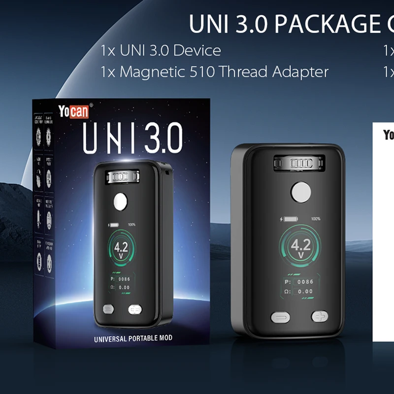 الأصلي Yocan UNI 3.0 صندوق وزارة الدفاع المرذاذ 650 مللي أمبير بطارية 10S التسخين المسبق ضبط الجهد 1.8-4.2 فولت 510 موضوع Vape عربات البطارية #1