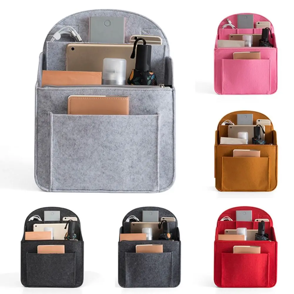 Portable Backpack Insert Small Bag Cosmetic Bags Makeup Organizer Interior Travel Bag Women Fit Various Bags Felt Insert Pocket