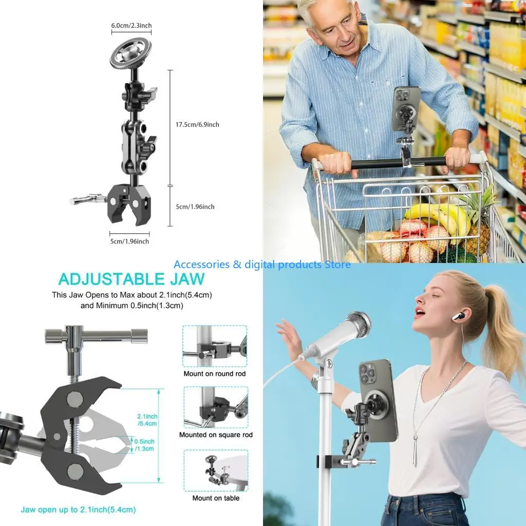 77JD Lightweight Adjustable Aluminum Phone Mount Holder Fitness Entertainment Support