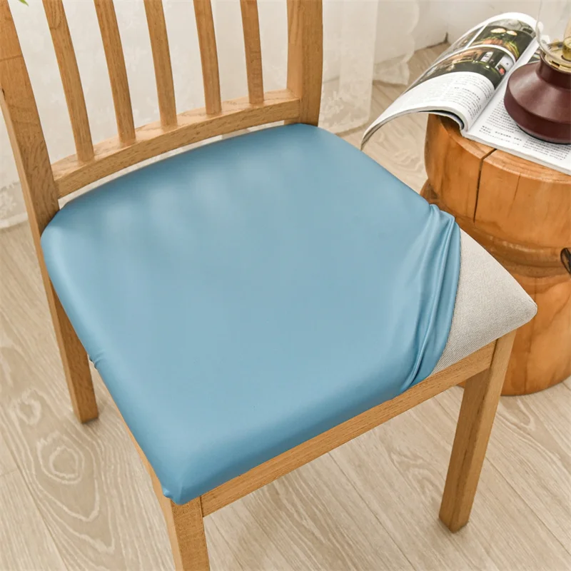 Wasserdichter Stuhlkissenbezug für Küche, Esszimmer, Ledersitzbezug, Esszimmerstuhl-Sitzkissenbezug, einfarbig – Detail 25