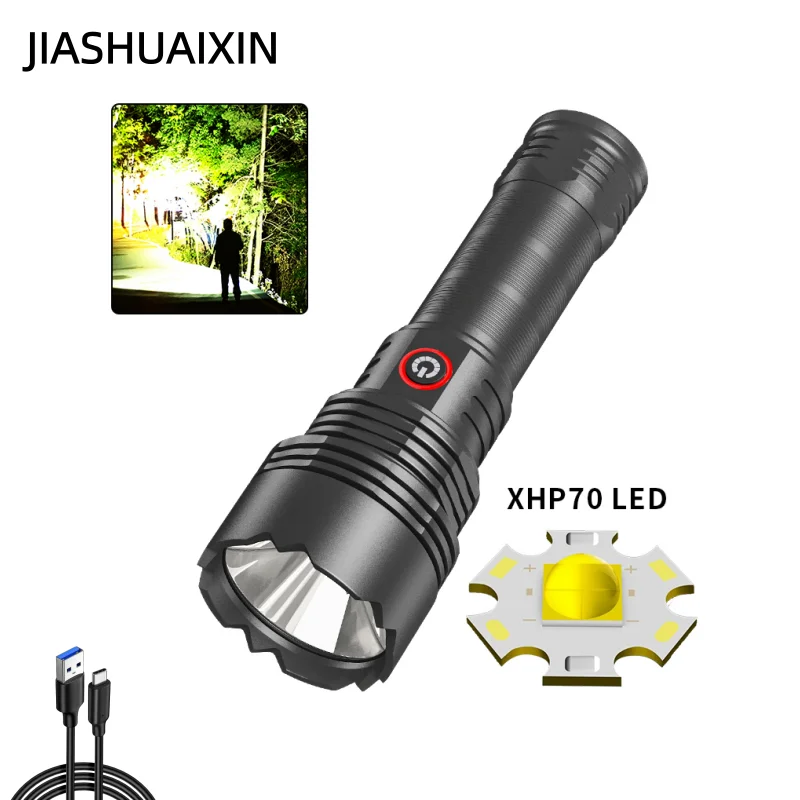 

Фонарь XHP70 высокой яркости с зарядкой Type-C, уличный, сверхъяркий, с алюминиевым отражателем, фиксированный фокус