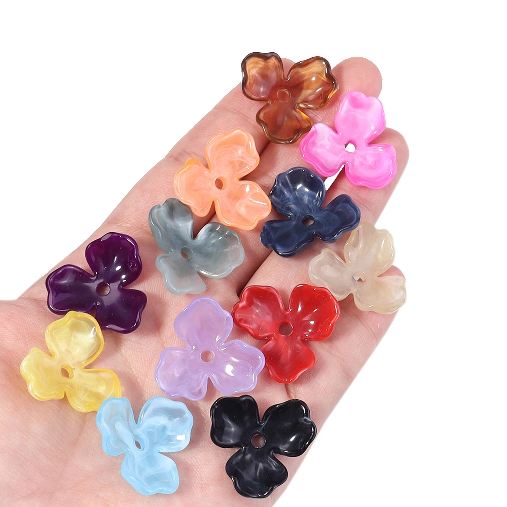 10pcs/lot Acrylic Beads Caps Cherry Blossoms Petal Loose Spacer Beads for DIY Earrings Necklaces Jewelry Making Components
