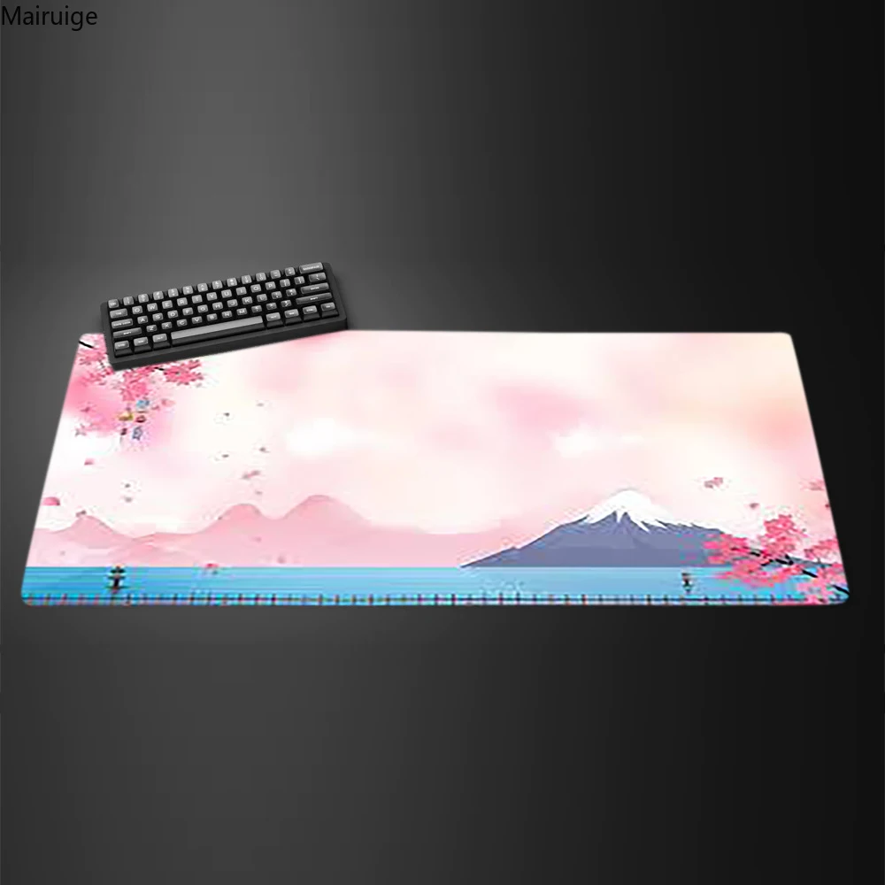 Japanese Mount Fuji Cherry Blossoms Large Mouse Pad Pc Gamer Mousepad HD Print Gaming Keyboard Pads Table Carpet Rubber Desk Mat