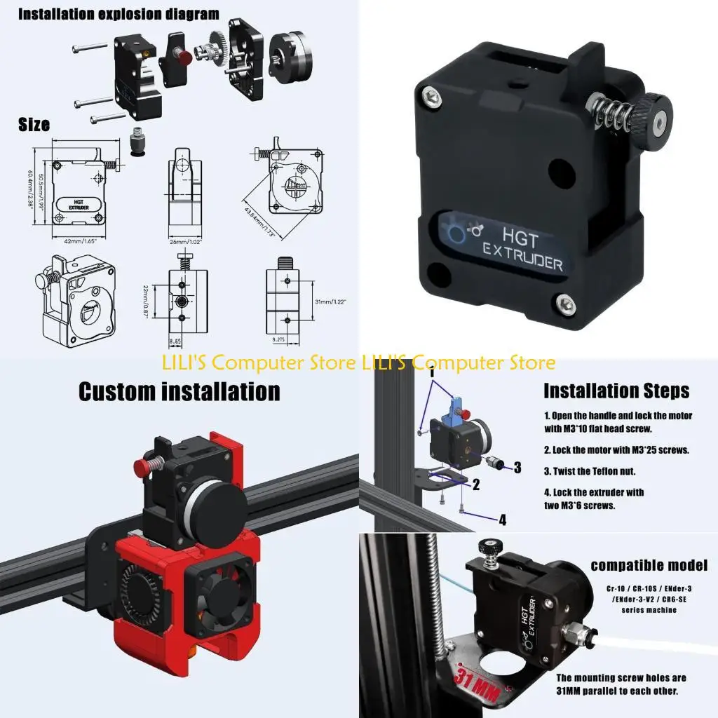 

A52B Dual Drive Extruder for Ender-3 Ender-6 CR10 Ender-3 V2 Ender-5 CR10S