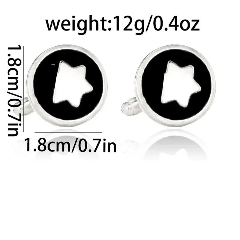 High Grade Men's Accessories Round Hexagonal Star Shaped Black White Cufflinks French Shirt Men's Business Cuffs Sleeve Studs