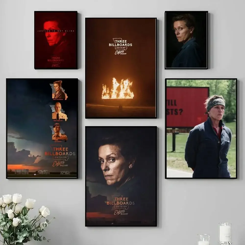 Three Billboards Outside Ebbing Missouri Poster Self-adhesive Art Waterproof Paper Sticker Coffee House Bar Room Wall Decor