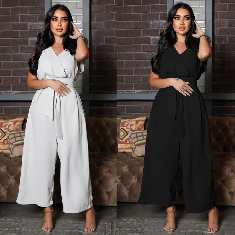 

Girls Long Jumpsuit Women's One-Piece Suit Low Waist Wide Leg Pants Thin Fabric Autumn Collection Faion Ladies Clothing