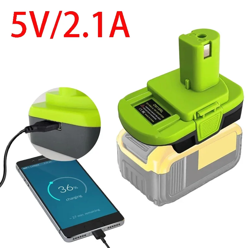 

Replacement Adapter for Dewalt 20v Max and Milwaukee 18v Lithium Batteries, for Ryobi Power Tool Drills DM18RL Battery Adapter