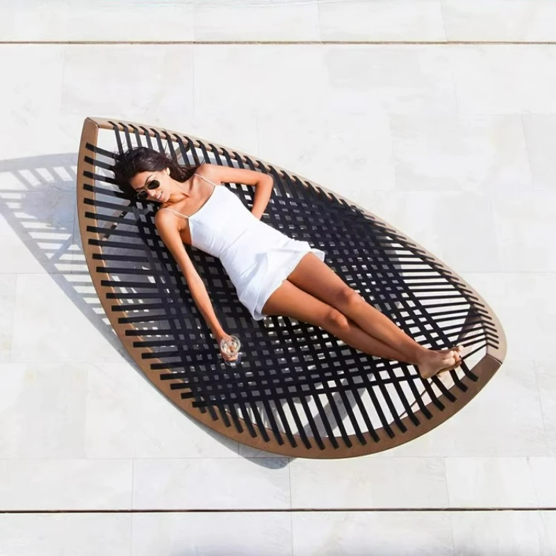 

Outdoor Rattan Teak Bed Balcony Leisure Courtyard Garden Outdoor Creative Outdoor Lounger