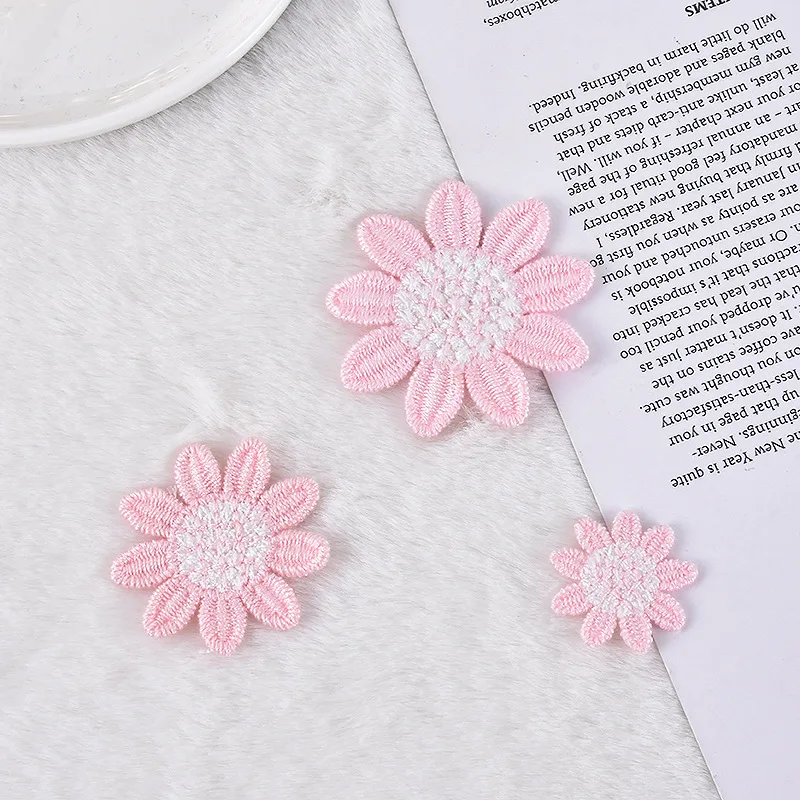 15PCS Cute Embroidered Candy-colored Floral Cloth Patches DIY Sunflower Sticker For Hair Accessories