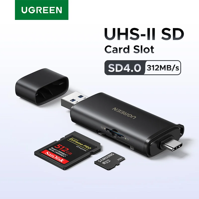 �y�Z�[�����zUGREEN SD4.0 �J�[�h���[�_�[ 312MB/s USB-C/USB-A USB�������J�[�h���[�_�[ SD Micro SD UHS-II�Ή� �m�[�g�p�\�R�� iPhone Samsung iPad PC�p