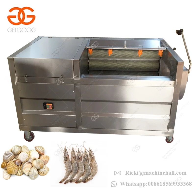 Industrial Brush Type Shellfish Scallop Washer Cleaning Machine Shrimp Fish Shell Washing Machine