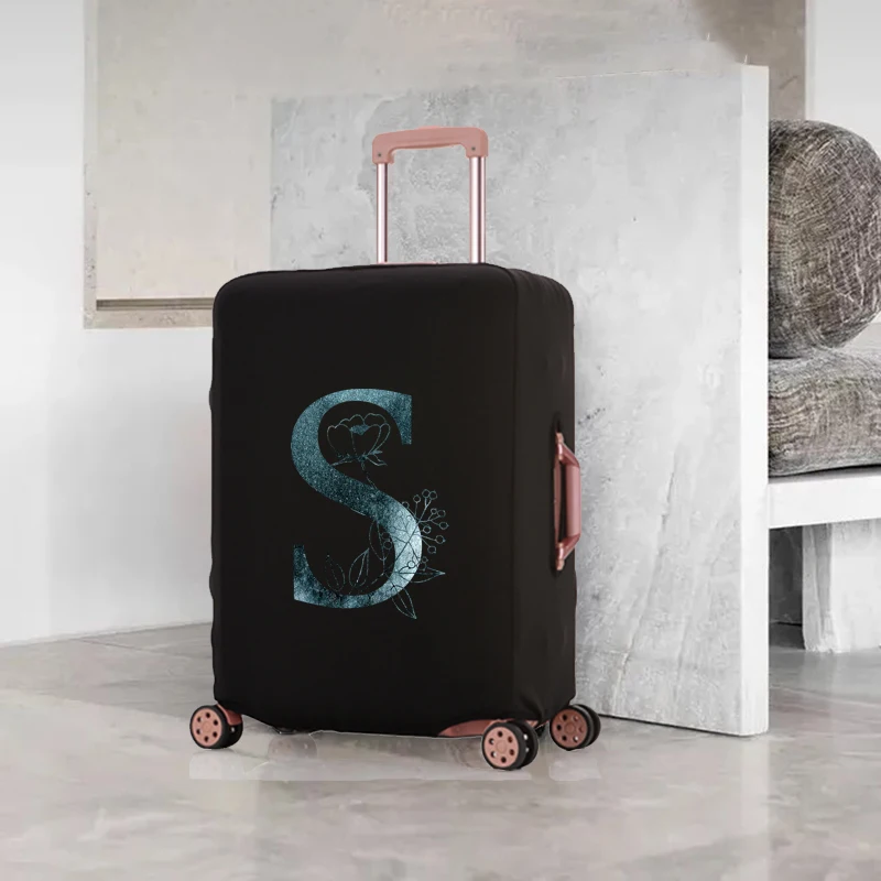 Blue Letter Suitcase Cover Elastic Luggage Cover Dust-proof Protective Cover Suitable for 18-32 Inch Travel Suitcases