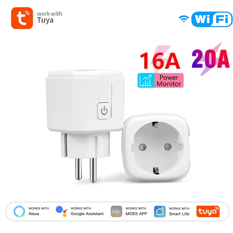 

Умная розетка Tuya Zigbee 20A/16A EU с функцией мониторинга энергопотребления, таймером и голосовым управлением через Alexa, Google Home, Алису