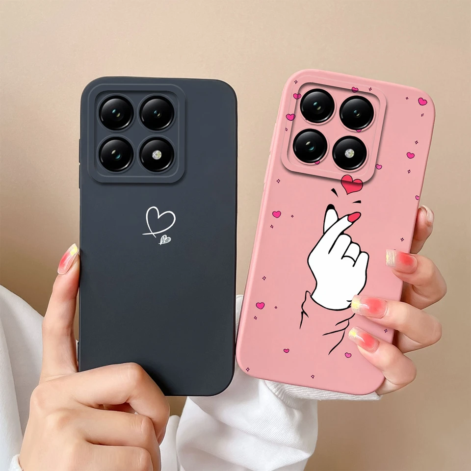 Xiaomi 14T 14T Pro 용 케이스 Xiaomi 14T Pro Coque Funda 용 다채로운 러브 하트 액체 내구성 충격 방지 고품질 커버