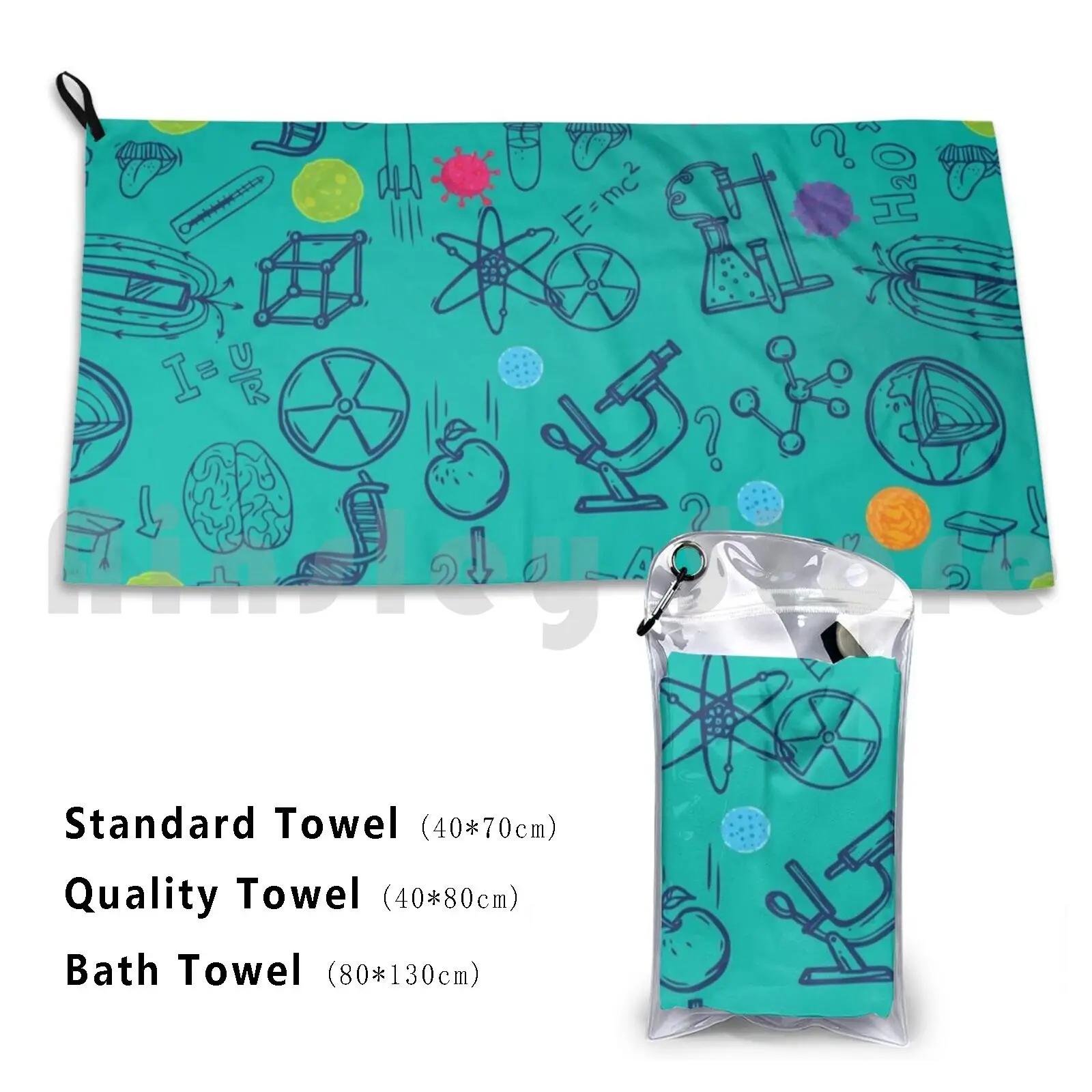 Science Art-Biology , Chemistry , Physics , Math. Stem Designs , Stem Gifts Beach Towel Quick Dry Quality Towel Science
