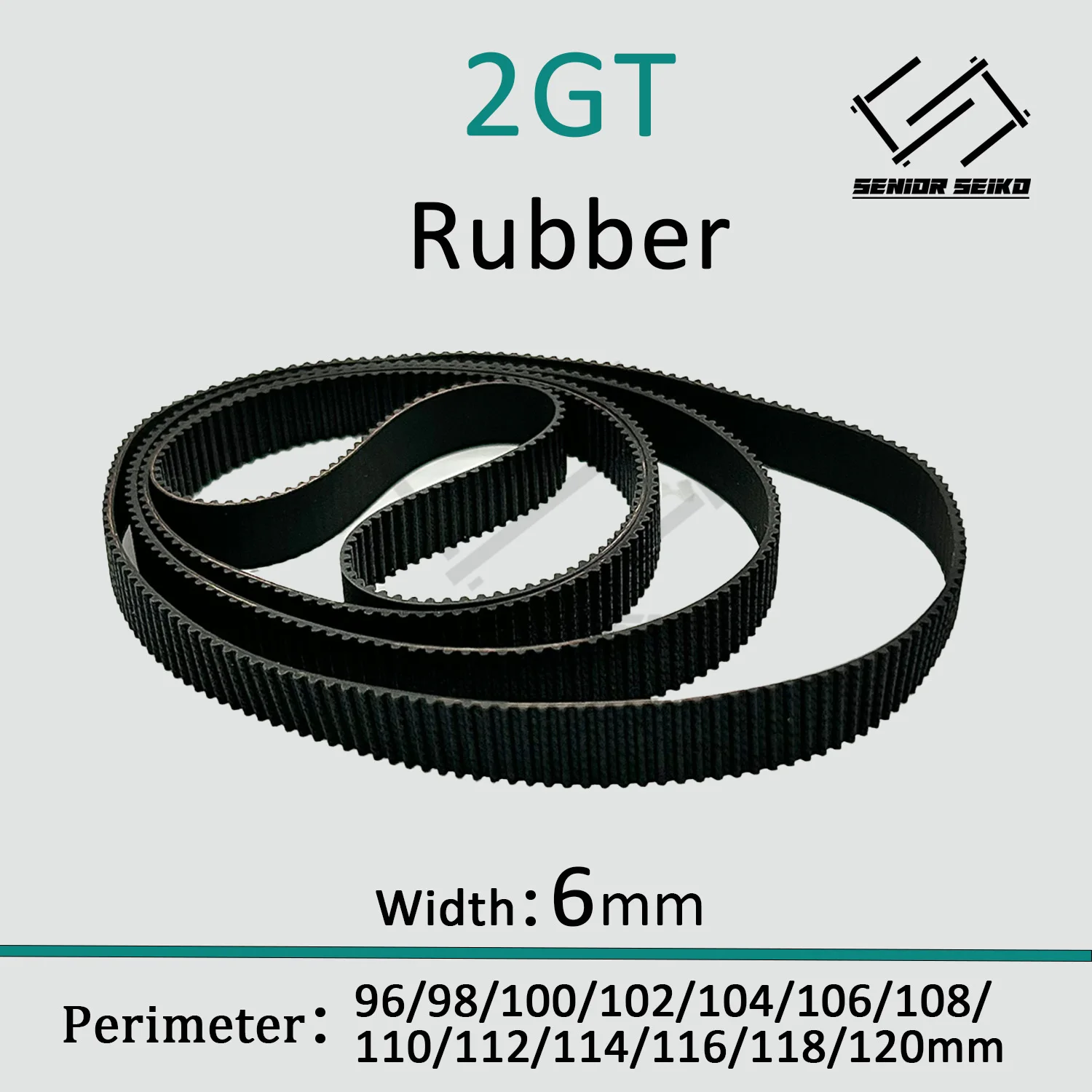 

2GT 2M Belt Width 6mm Rubber CBelt Closed Loop Perimeter 96/98/100/102/104/106/108/110/112/114/116/118/120mm Timing Synchronous