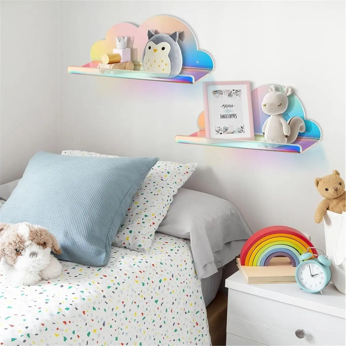 RECOMMENDATION  2pcs Colorful Floating Wall Hanging Cloud Style Acrylic Rack,Wall Rack, Used for Home Decoration,Organizing Rack