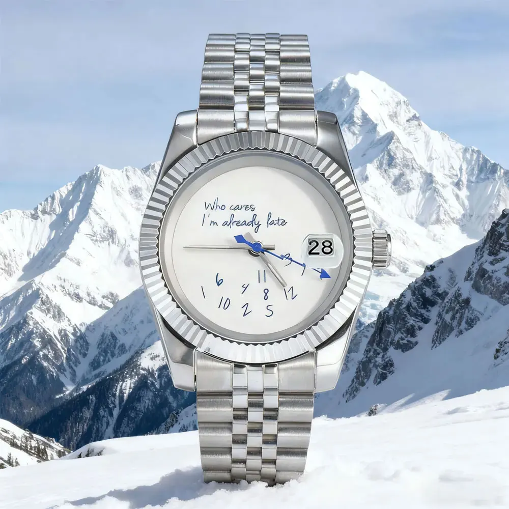 

36mm 39mm NH35 Watch Who Cares im Already Late Watch High Quality Sapphire Crystal Glass Waterproof Case NH35 Movement Men watch