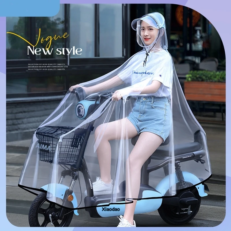 unisex-clear-transparent-rain-poncho-thickened-elongated-waterproof-hooded-raincoat-for-electric-scooter-commute