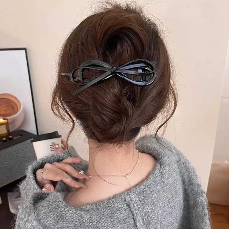 39BD Elegant Leopards Print Hair Bows Clip Delicate Korean Hairpin Secure Grip Hair Accessory Hair Decors for Women and Girls