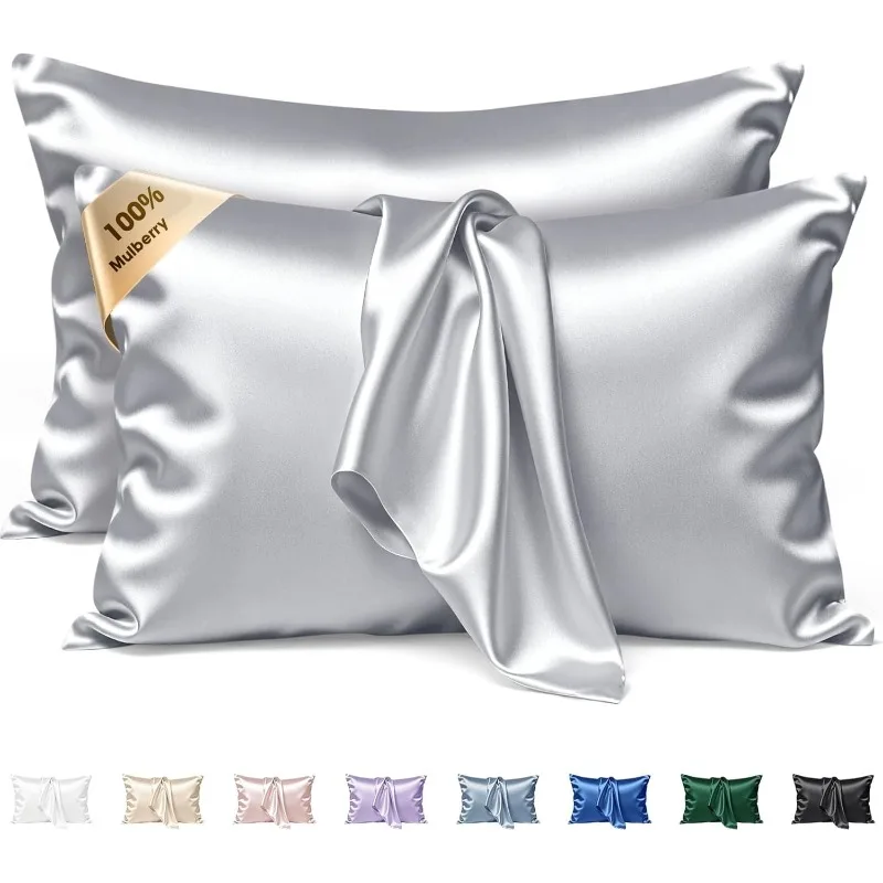 2pcs of Mulberry Silk Pillowcases Cool Silk Pillow Covers  Featuring a Zipper Closure  a Delicate Gift for Women