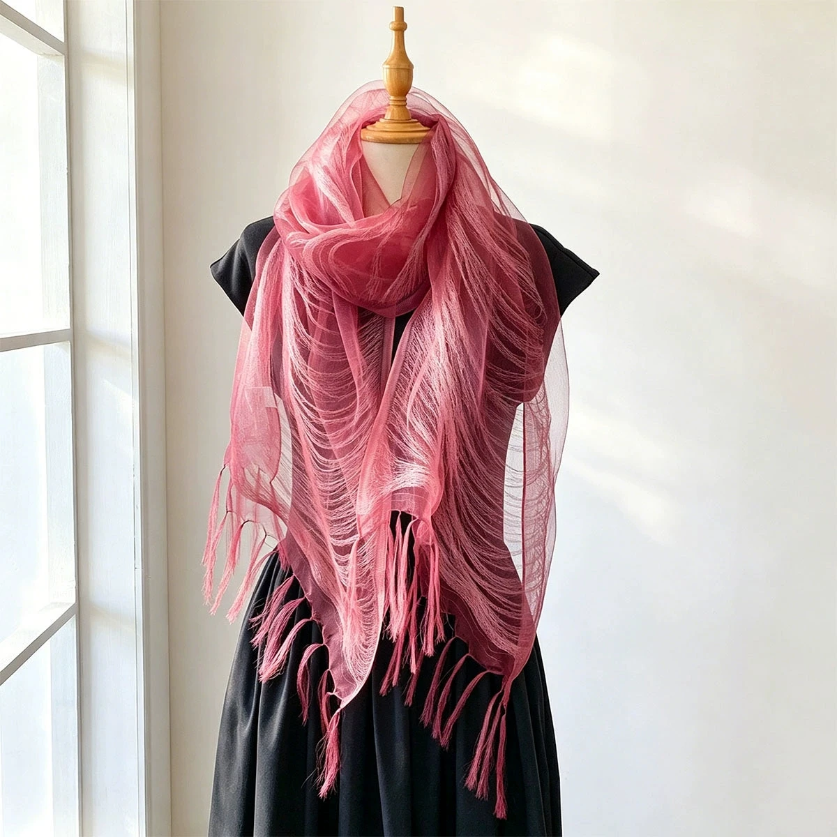 2026 Romantic 100% Mulberry Silk Scarf for Women Mysterious Thin Double-layer Wavy Gauze Elegant Summer Beach Scarves