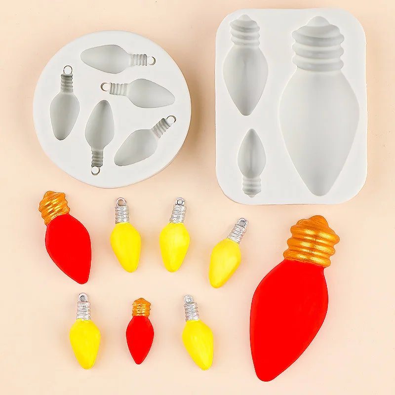 Bombilla de luz navideña, molde de silicona, herramienta de decoración de pasteles, Fondant, artesanía de azúcar, pasta de goma de Chocolate, molde de arcilla de resina