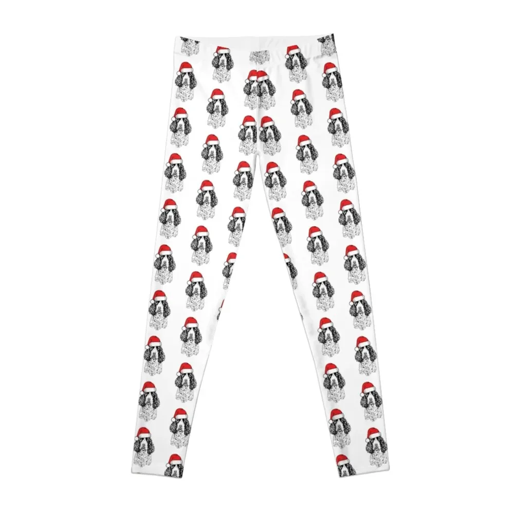 

Christmas English Springer Spaniel Santa Dog Holiday Leggings sports woman gym Women sportwear Women's fitness Womens Leggings