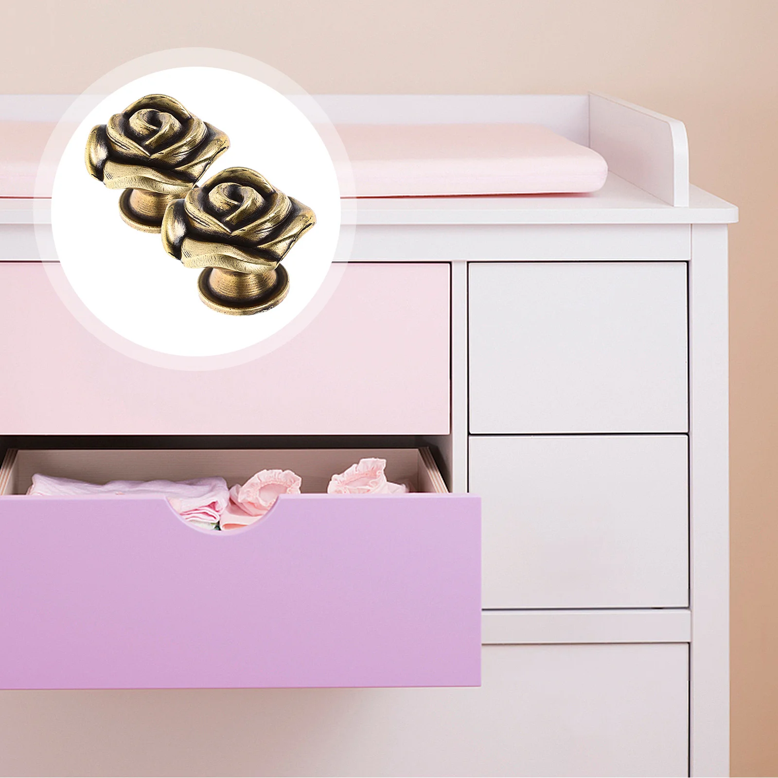 

2Pcs Vintage Rose Cabinet Knobs Metal Drawer Pull Handles Zinc Alloy Furniture Hardware Cabinet Knobs Vintage Furniture Knob