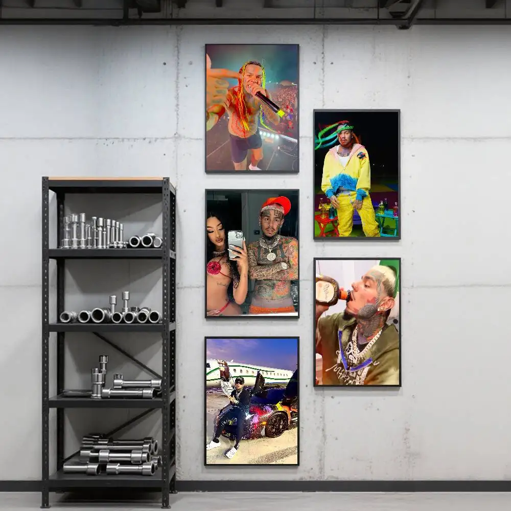 الراب 6-6ix 9-9ine ملصق فني ذاتي اللصق مقاوم للماء ورقة ملصق مقهى بار غرفة جدار ديكور