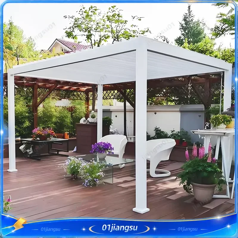 Modern 3x3m Aluminum Pergola Waterproof Louvered Roof Bioclimatic Garden Gazebo Outdoor Metal Frame Canopy for Patio Balcony