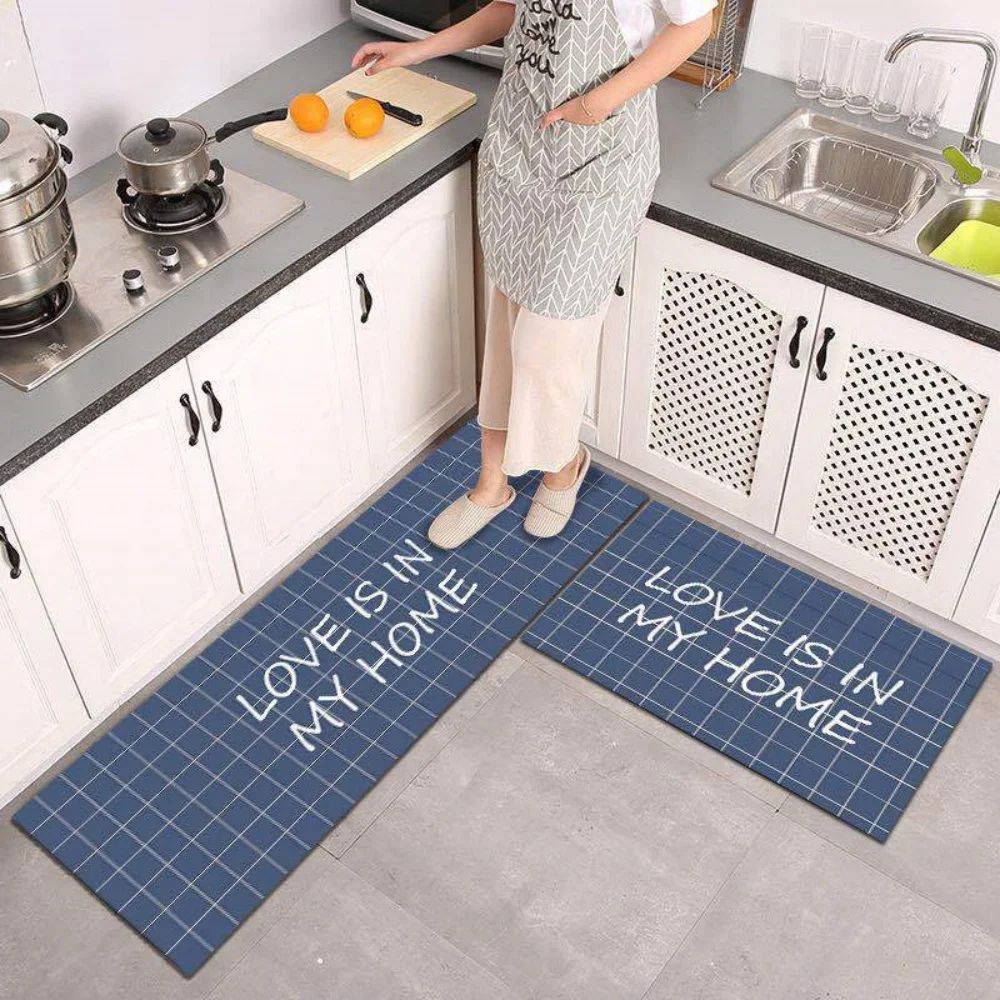 VIKAMA Kitchen Water-Absorbing Rug Country Style Laundry Room Corridor Bedside Rug, Bathroom Foot Mat, Home Decoration