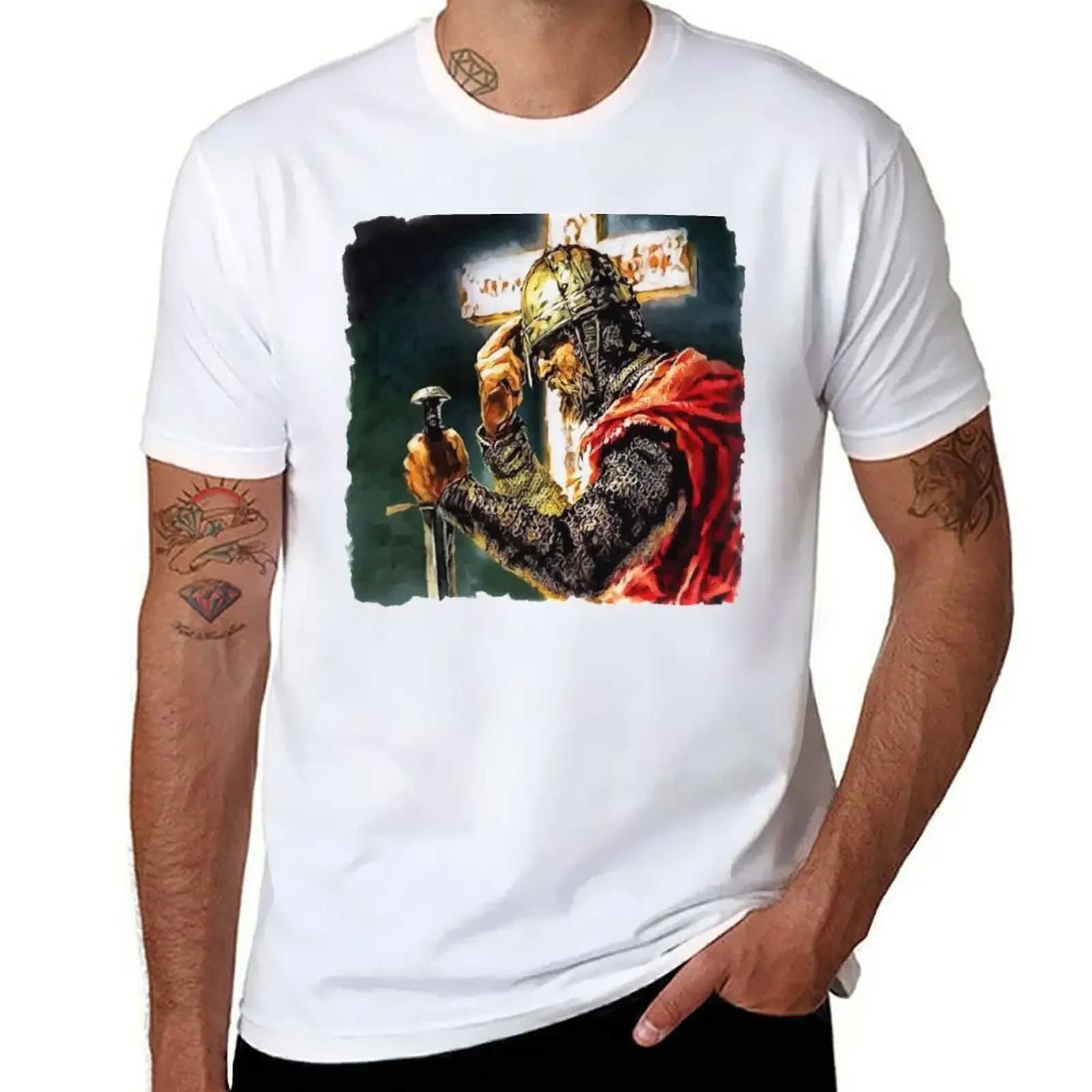 Crusader Knight Usyk Champion T-Shirt animal prinfor boys vintage Aesthetic clothing oversized mens t shirts pack style tops2024