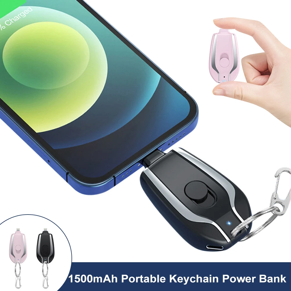 1500mAh Power Bank Portable Keychain Fast Charging Mini Mobile Phone Charger External Battery Pack For iPhone Emergency Power