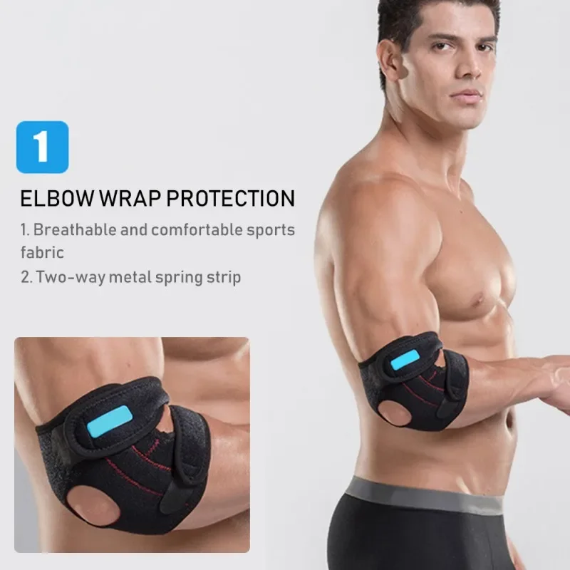 دعامة دعم الكوع الواقية الرياضية القابلة للتعديل لتخفيف آلام الإصابات الرياضية للتنس والحماية