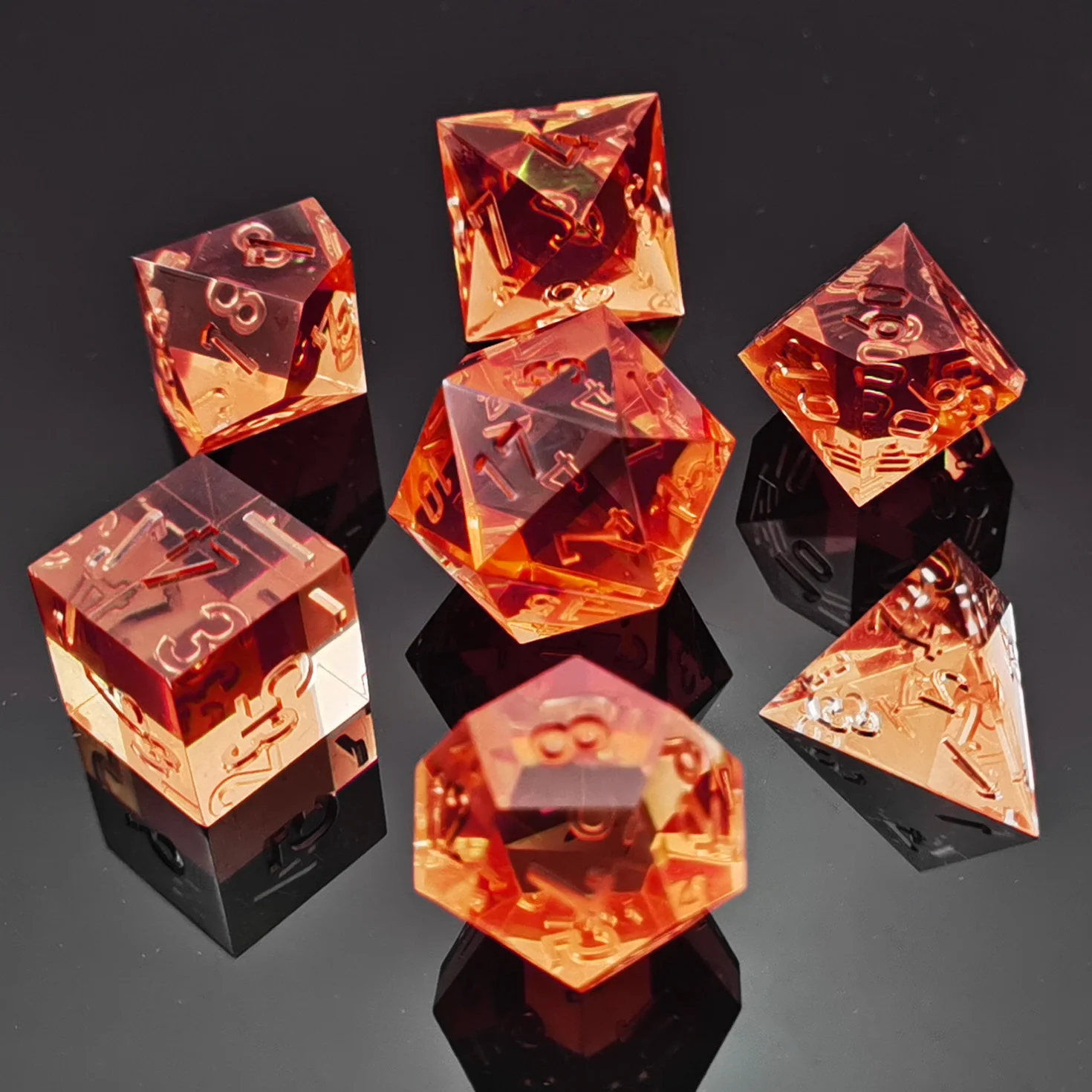 

Bescon Crystal Clear (Unpainted) Sharp Edge DND Dice Set of 7, Razor Edged Polyhedral D&D Dice Set for Role Playing Games