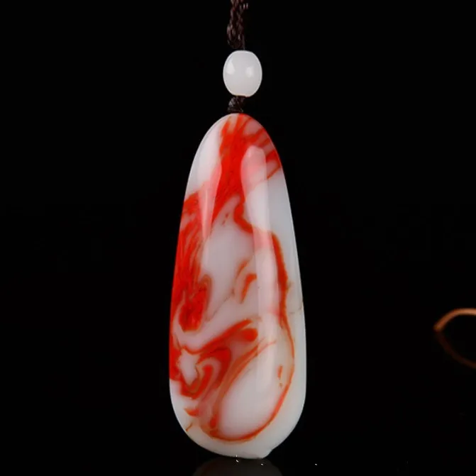 Natural Hetian Chicken Blood Jade Original Stone Seed Handle Pieces for Men and Women Joker Pendant