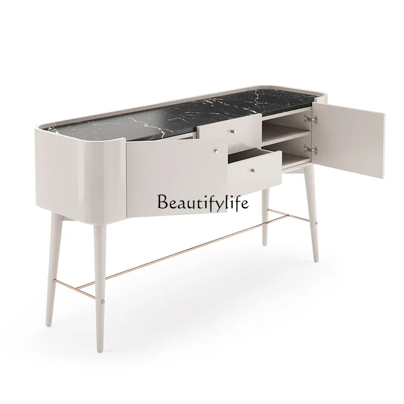 

09z.Italian minimalist marble countertop Entrance table Living room corridor End view table Decorative cabinet