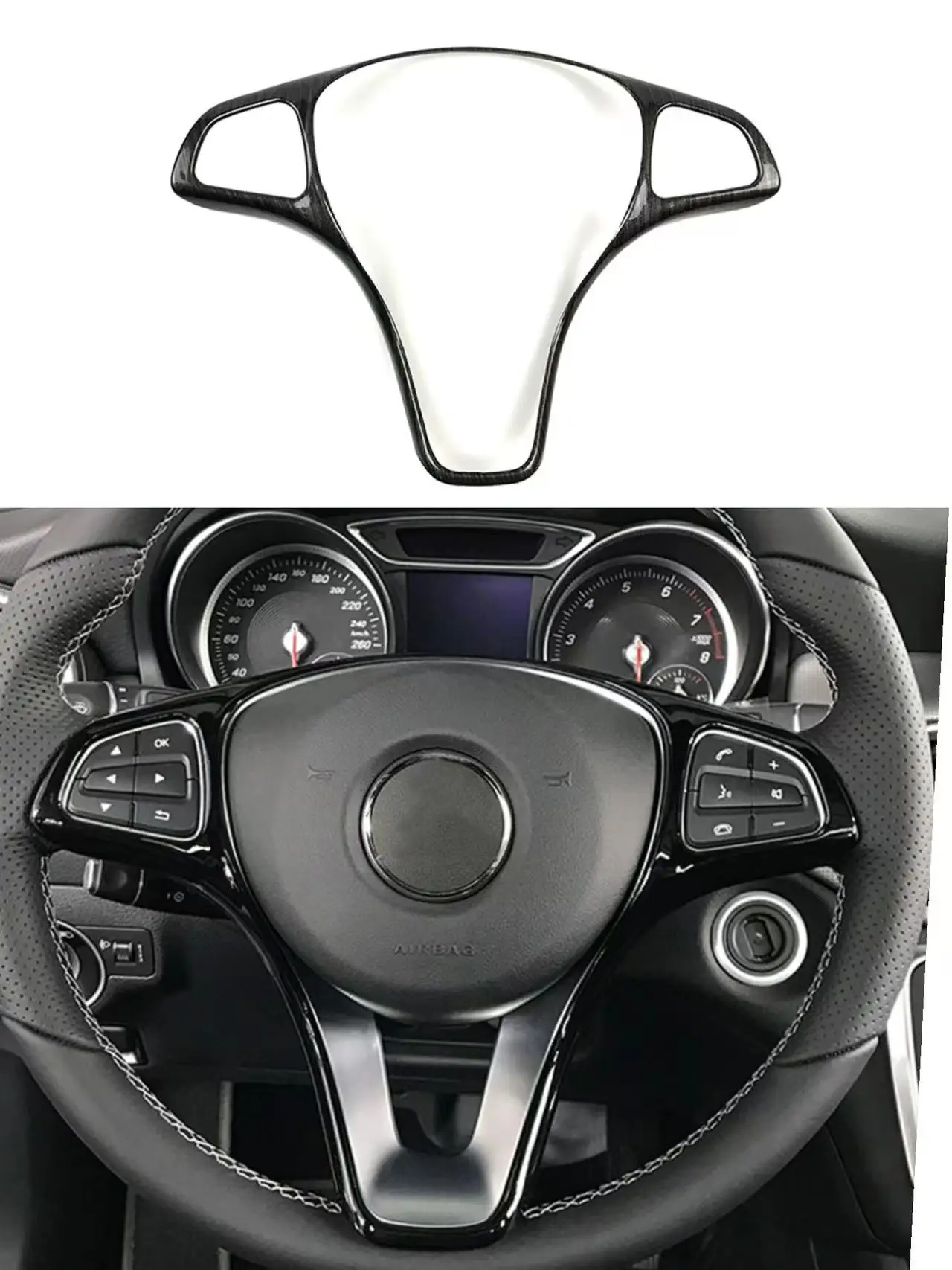 For Mercedes Benz A B C E GLA GLC CLA GLE GLS Class W246 W205 W213 X253 X156 Car Steering Wheel Cover Decoration Trim