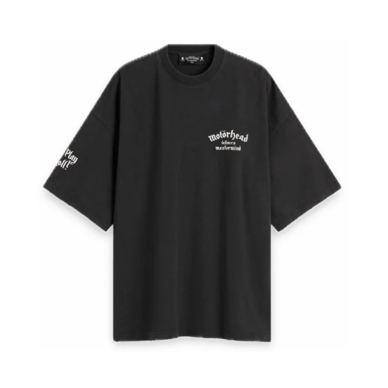 Vintage Dark Style Men's Black Distressed T-Shirt Motorhead Oversized Casual Graphic Short-Sleeve