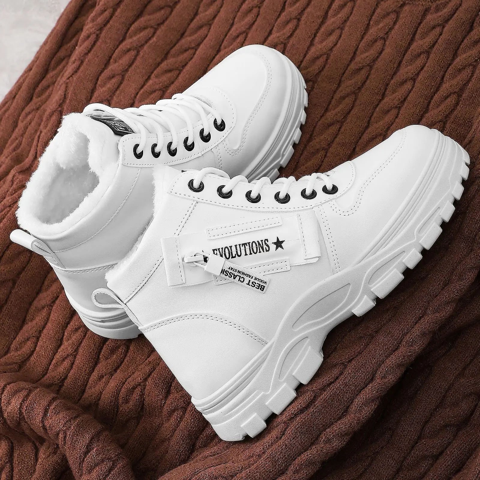 

Women's Cotton Boots Increased Height Thick Bottom Comfortable Long Boots Cold Proof Warmth Fashionable Large Size Shoes