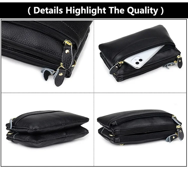 Genuine Leather Women Messenger Bags small Cowhide ladies Clutch wallet Multiple pockets female Shoulder Bags Cell phone purse