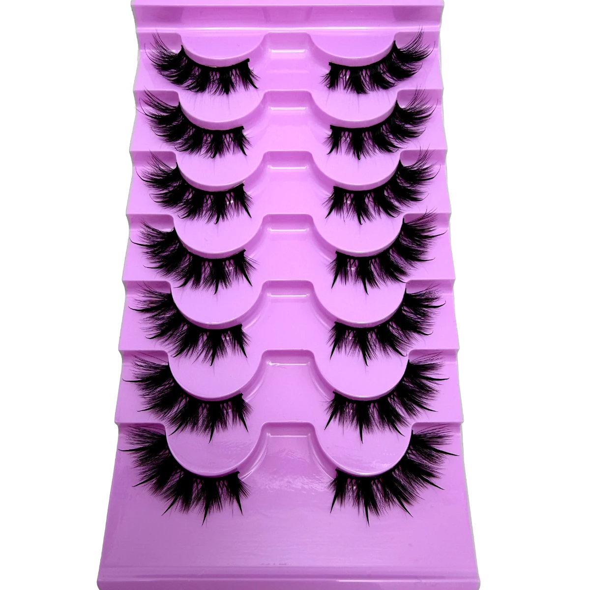Neue 7 Paar Manga-Wimpern, natürliche Faux-Mink-Wimpern, spitz zulaufend, dicht, natürlich, volle Streifenwimpern, neue Make-up-Wimpern, flauschige Mink-Wimpern – Detail 15