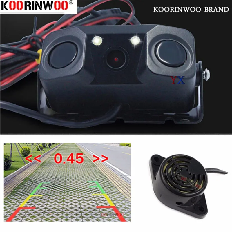 Car Camera Video Parking Sensors CCD Car Rear View Camera With 2 Parktronic Reverse Radar Alarm Sensors Buzzer Show Distance