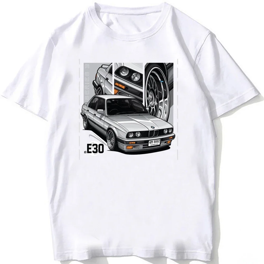 Camisetas Retro personalizadas de garaje E21 C1 Alpina, camisetas de verano de manga corta para hombre, camiseta de coche clásico antigua E30 M3, camisetas informales geniales para niño, camisetas blancas